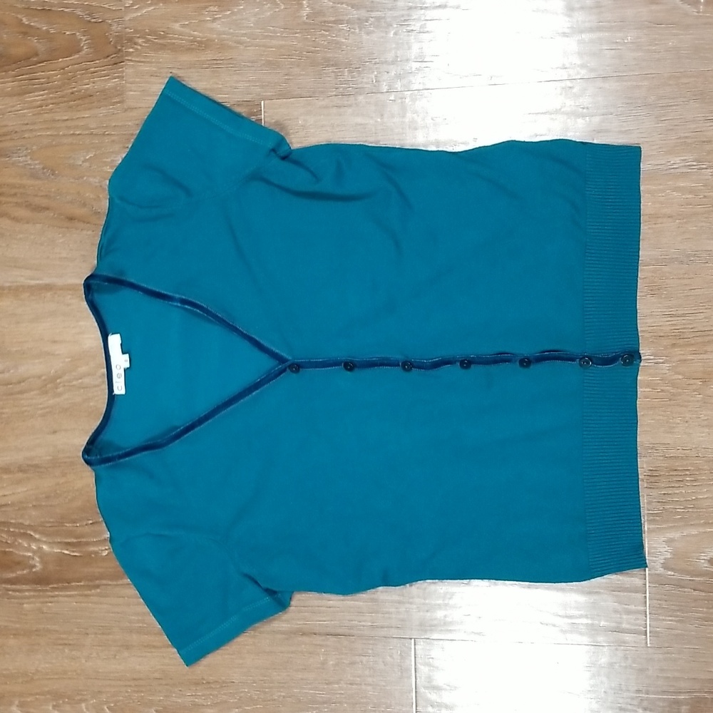 (M) Cleo Velvet Trim Cardigan Business Casual Office Comfortable Soft Workwear